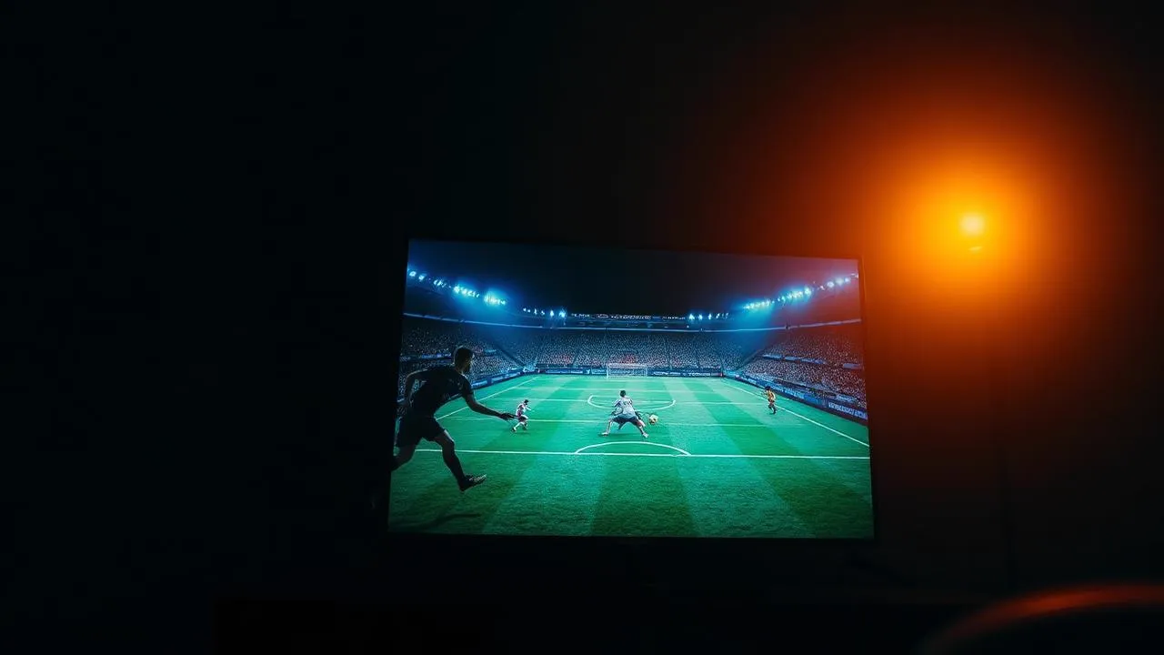 Smart TV exibindo partida de futebol em 4K sem travamentos — IPTV 35 Reais
